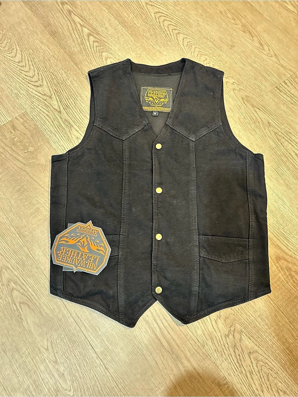 NWT Milwaukee Leather Black Denim Motorcycle Biker Vest Men’s Medium